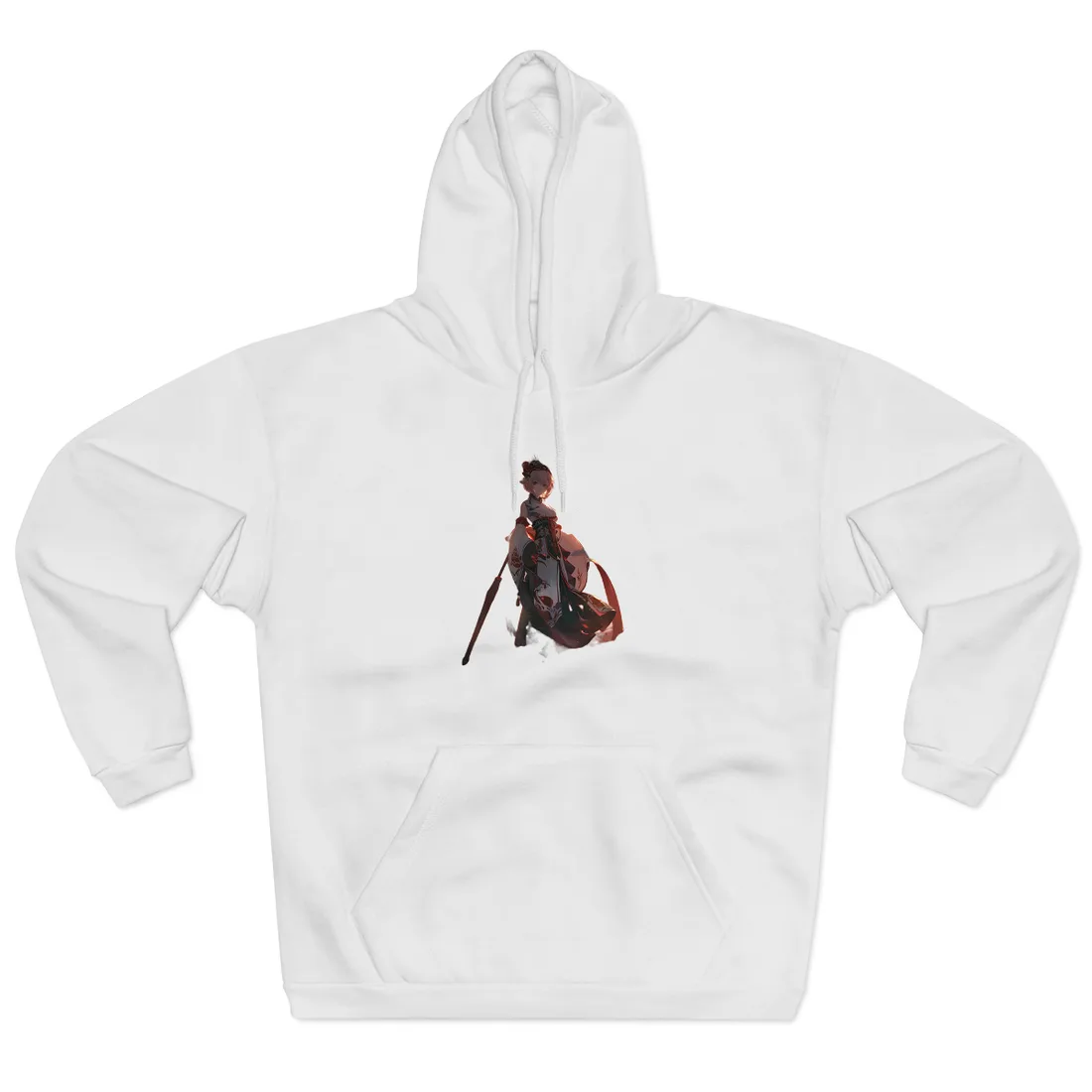 Whimsical Anime Winter: Girl with Umbrella - Hoodie (White)