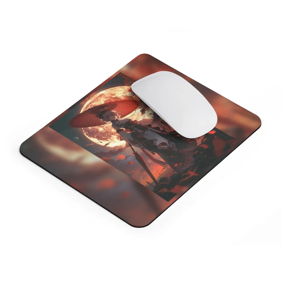 Whimsical Anime Winter: Girl with Umbrella - Mouse Pad