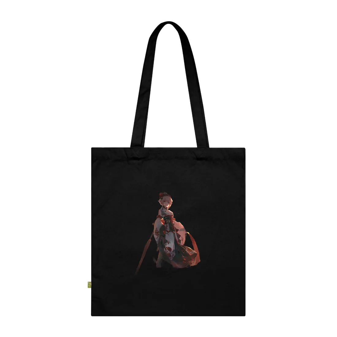 Whimsical Anime Winter: Girl with Umbrella - Tote Bag (Black)