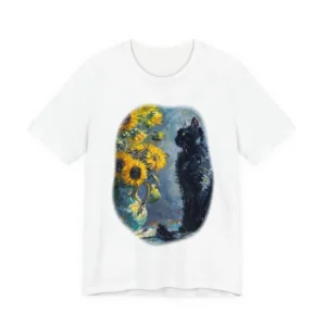 Black Cat with Sunflowers T-Shirt