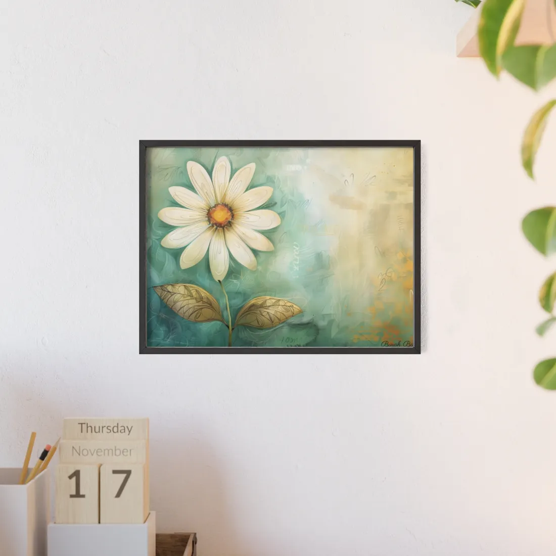 Whimsical Blooming Flower: Growth Mindset in Soft Pinks & Vibrant Reds - Framed Poster