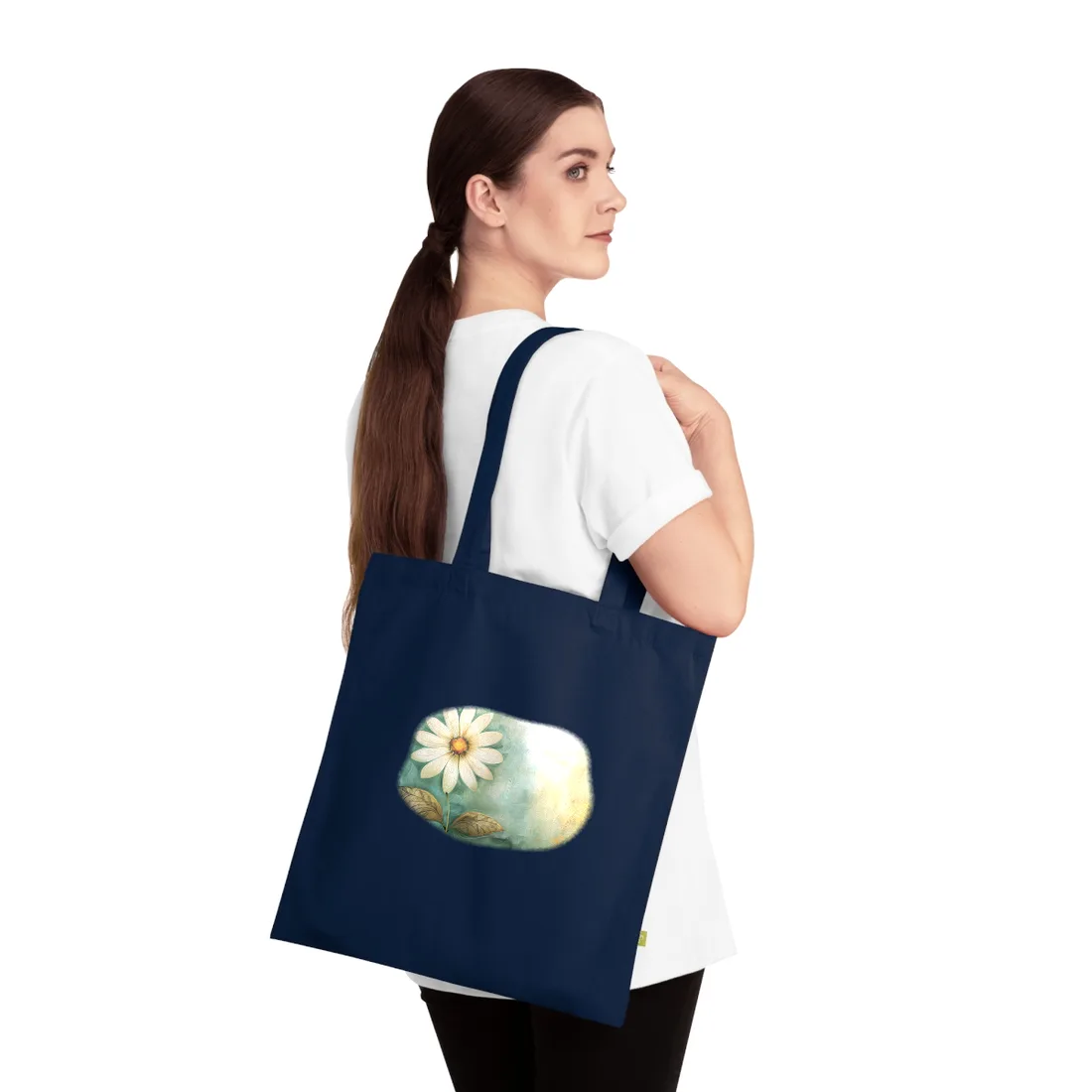 Whimsical Blooming Flower: Growth Mindset in Soft Pinks & Vibrant Reds - Tote Bag (French Navy)