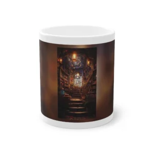 Library Staircase with Lanterns Mug