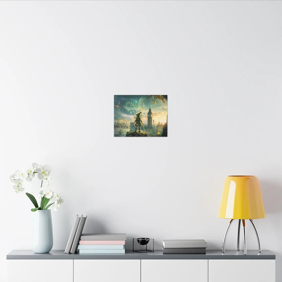 Whimsical Boy: Green Tunic Outdoor Art - Canvas