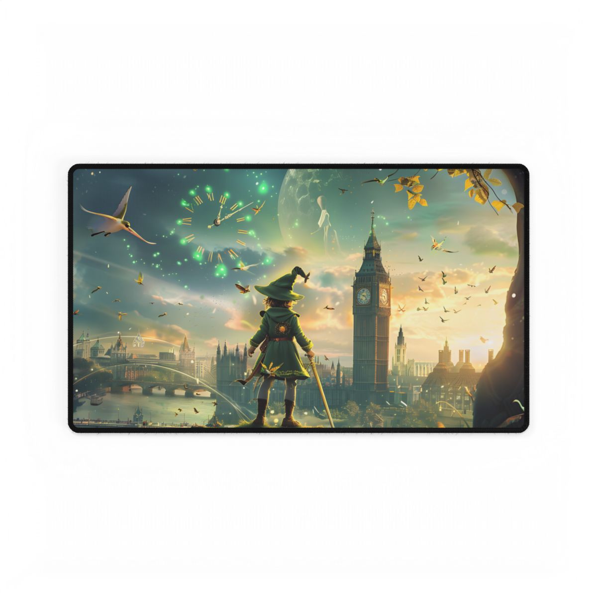 Whimsical Boy: Green Tunic Outdoor Art - Desk Mat