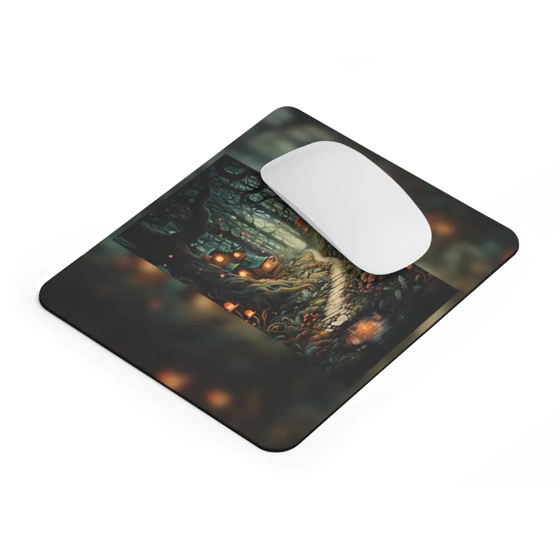 Whimsical Cartoon Forest Scene - Mouse Pad