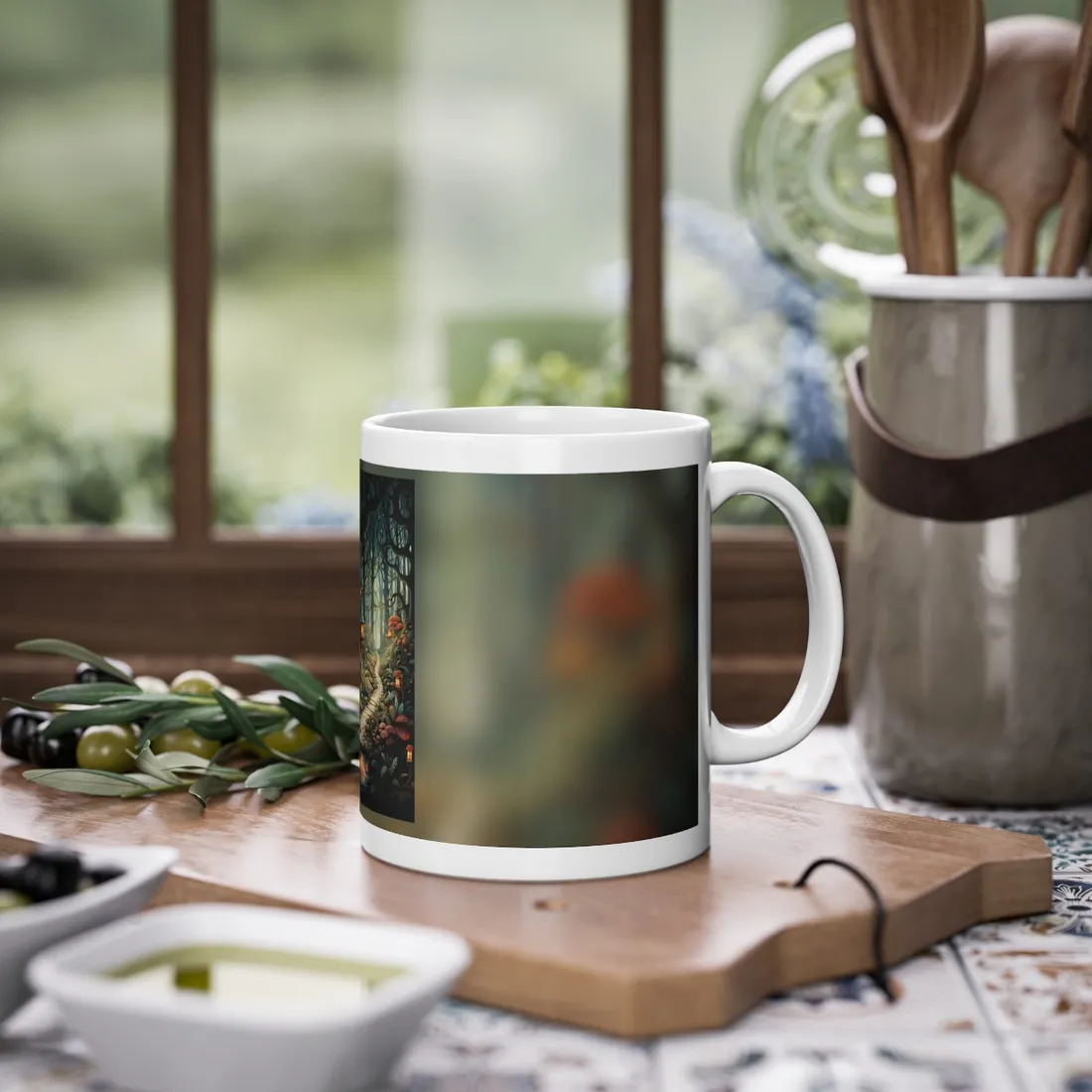 Whimsical Cartoon Forest Scene - Mug