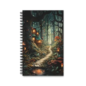 Enchanted Forest Cottage Path Spiral Notebook