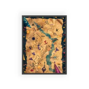 Treasure Map on Parchment Framed Poster