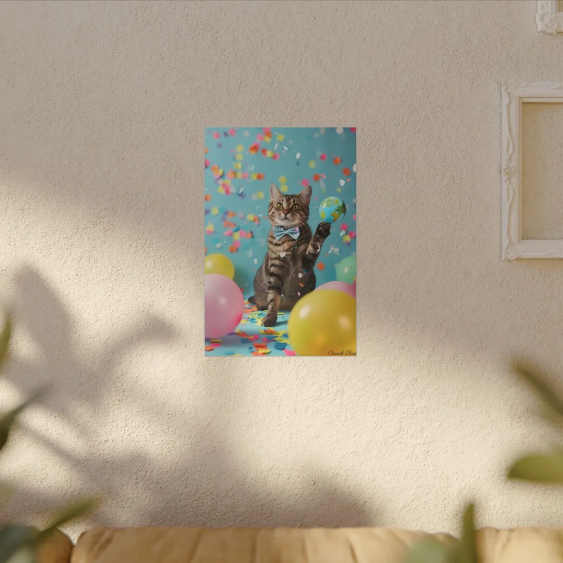 Whimsical Cat in Bow Tie: Close-Up Art Print - Canvas