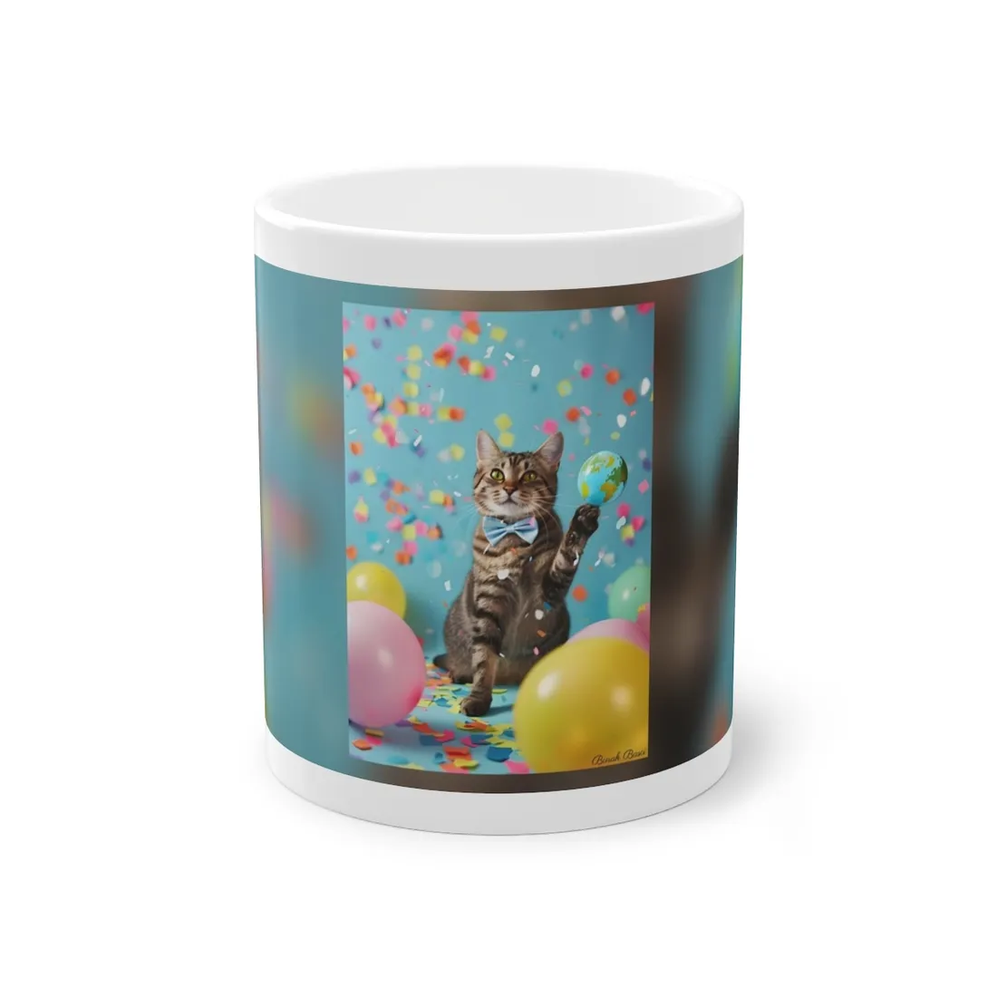 Whimsical Cat in Bow Tie: Close-Up Art Print - Mug