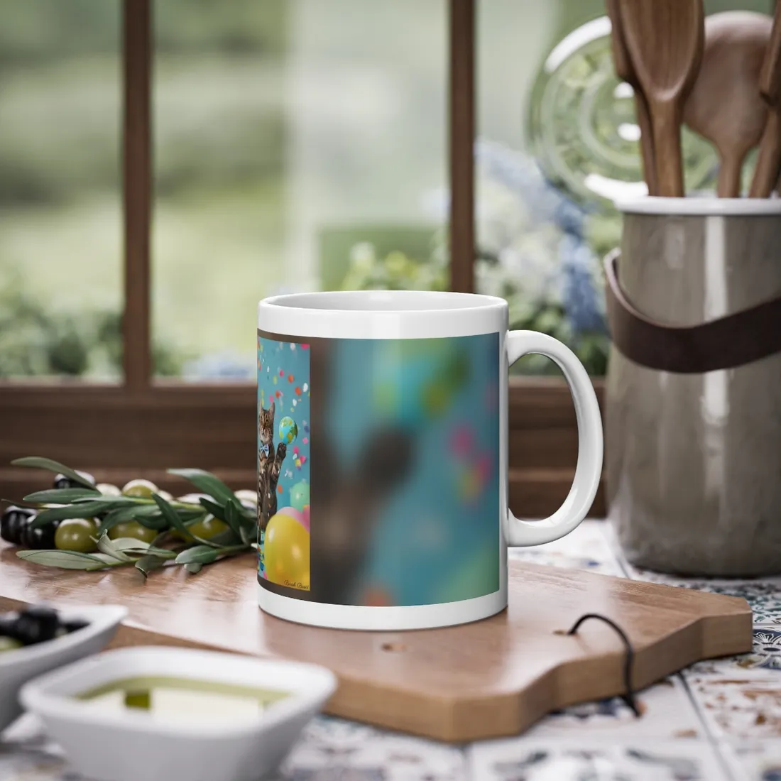 Whimsical Cat in Bow Tie: Close-Up Art Print - Mug