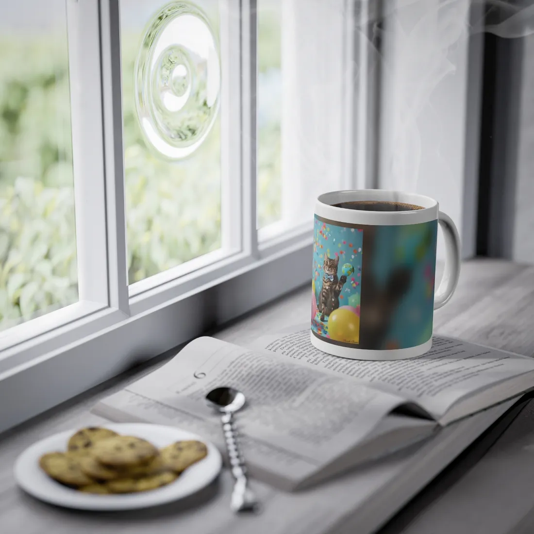 Whimsical Cat in Bow Tie: Close-Up Art Print - Mug