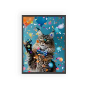 Confetti Cat Party Framed Poster
