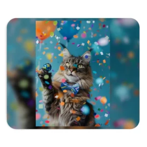 Confetti Cat Party Mouse Pad