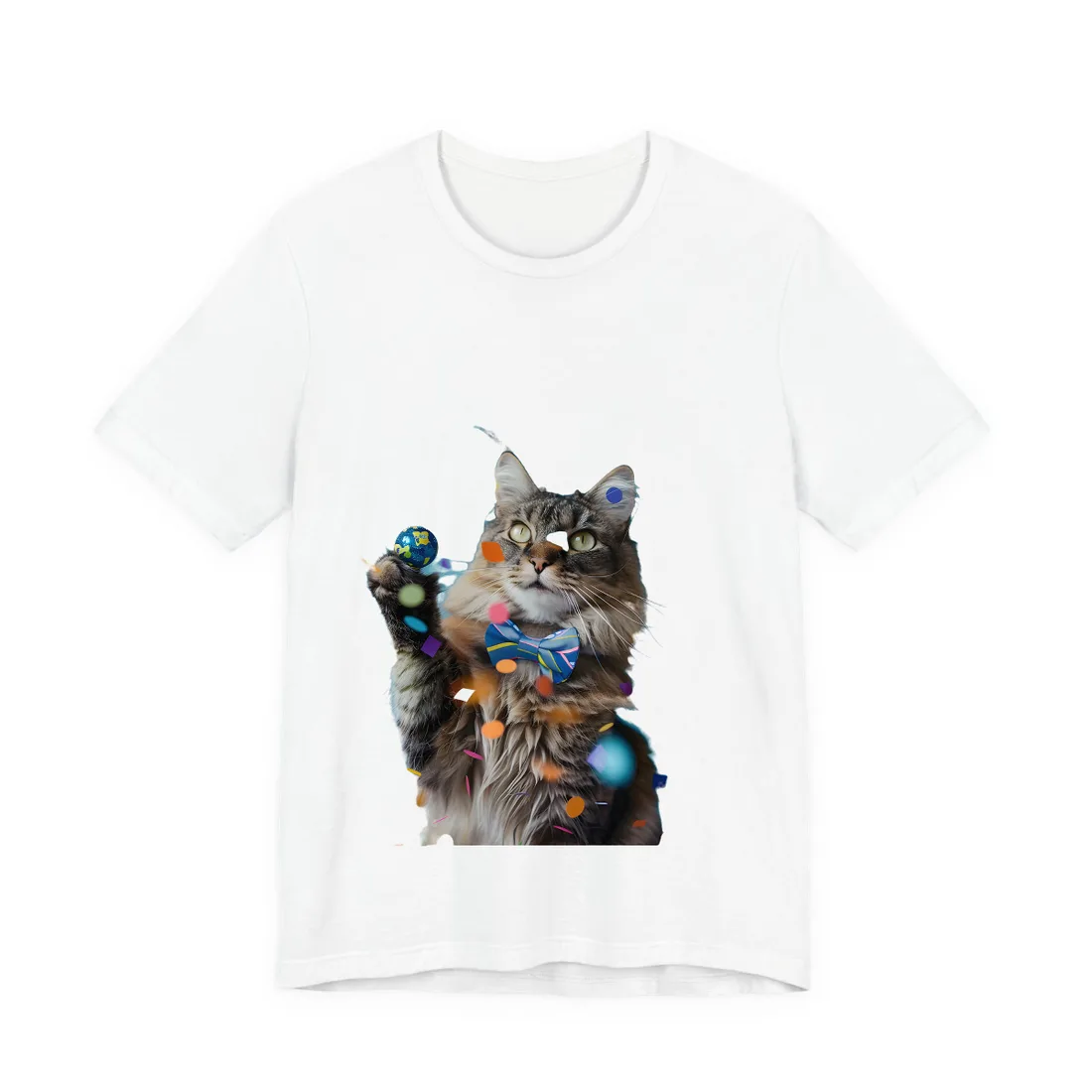 Whimsical Cat in Bow Tie: Exclusive - T-Shirt (White)