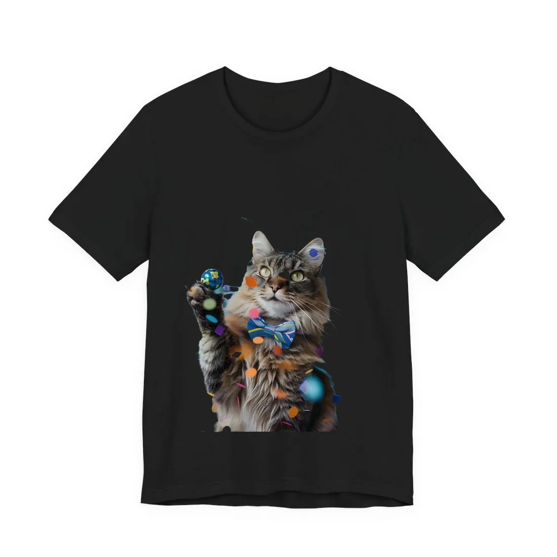 Whimsical Cat in Bow Tie: Exclusive - T-Shirt (Black)
