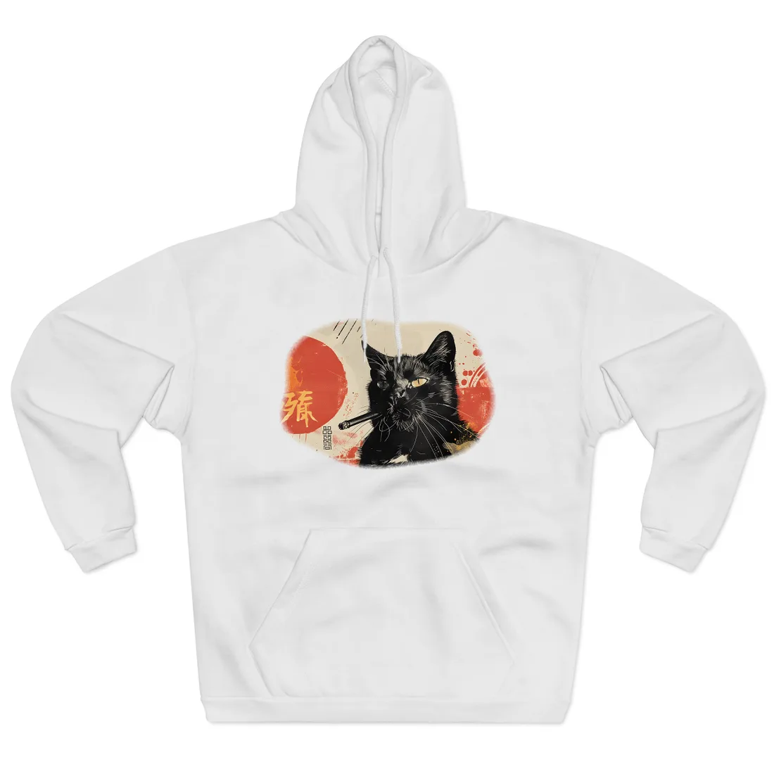 Whimsical Cat Smokes: Humorous Indoor Art - Hoodie (White)