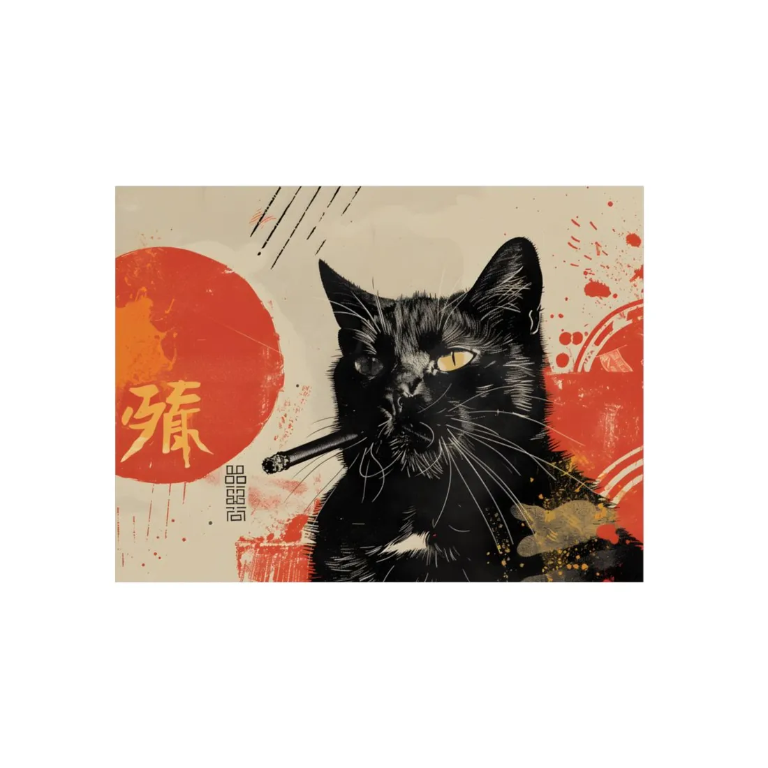 Whimsical Cat Smokes: Humorous Indoor Art - Metal Poster