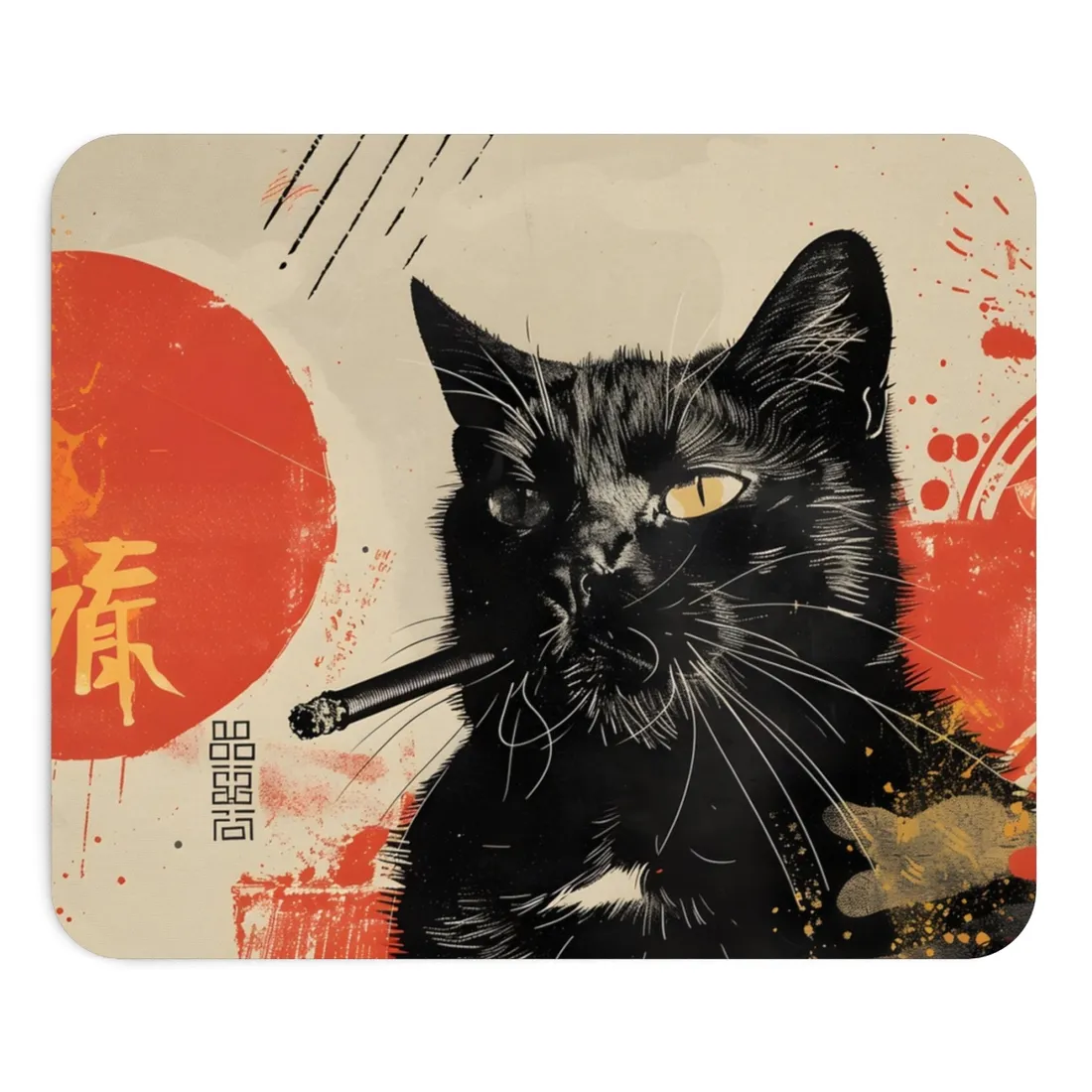 Whimsical Cat Smokes: Humorous Indoor Art - Mouse Pad
