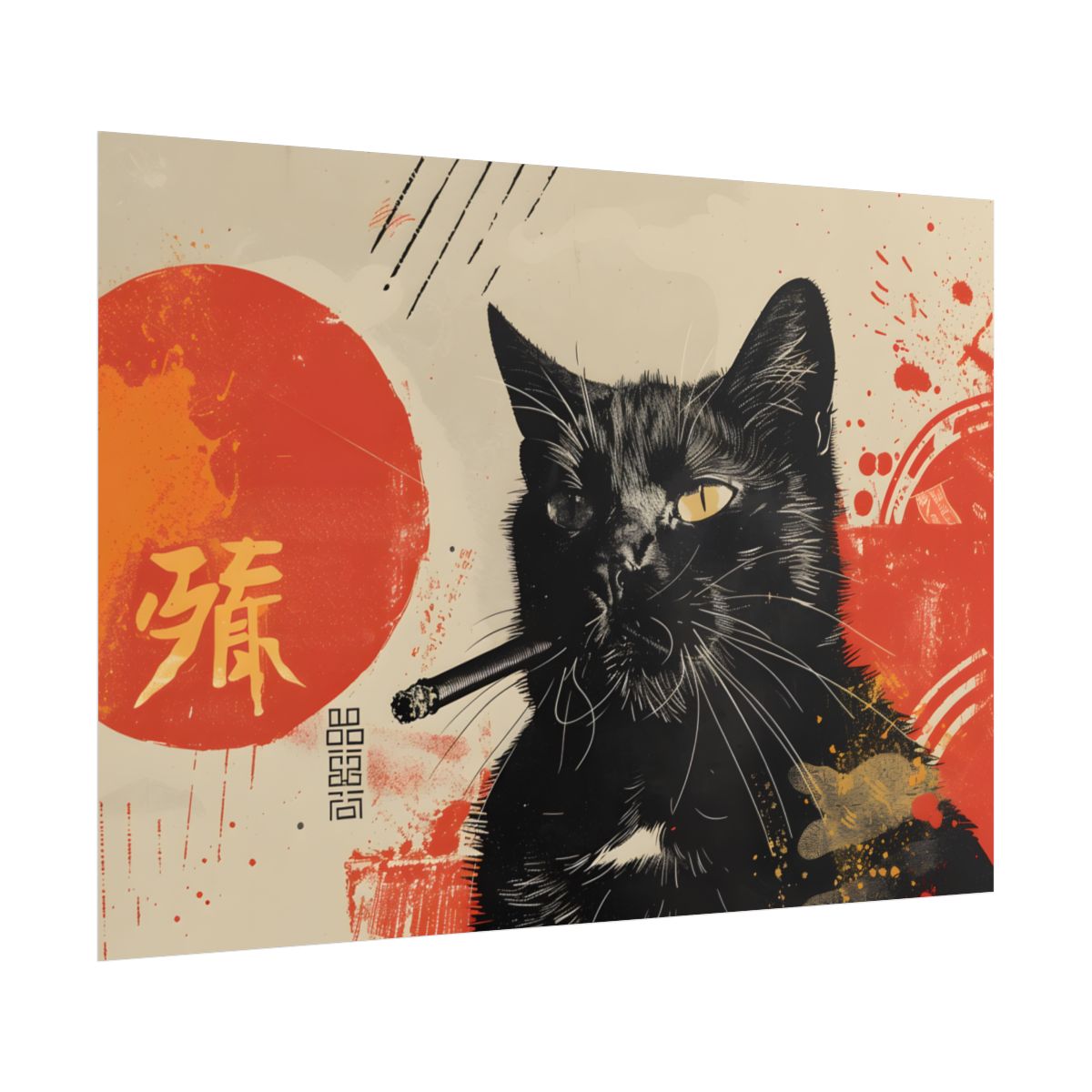 Whimsical Cat Smokes: Humorous Indoor Art - Poster