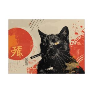 Black Cat with Red Disc Poster