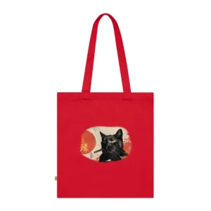 Black Cat with Red Disc Tote Bag