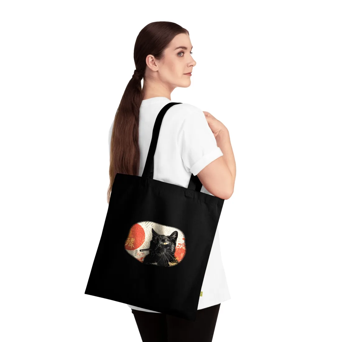 Whimsical Cat Smokes: Humorous Indoor Art - Tote Bag (Black)