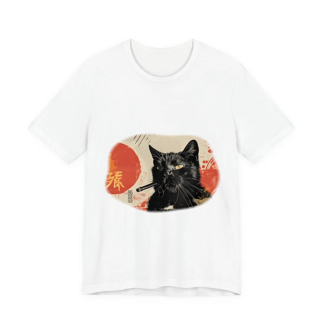 Whimsical Cat Smokes: Humorous Indoor Art - T-Shirt (White)