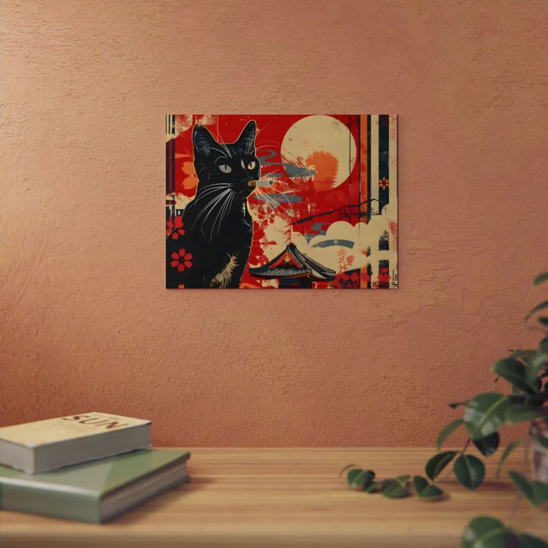 Whimsical Cat: Unconventional Smoking Scene - Metal Poster