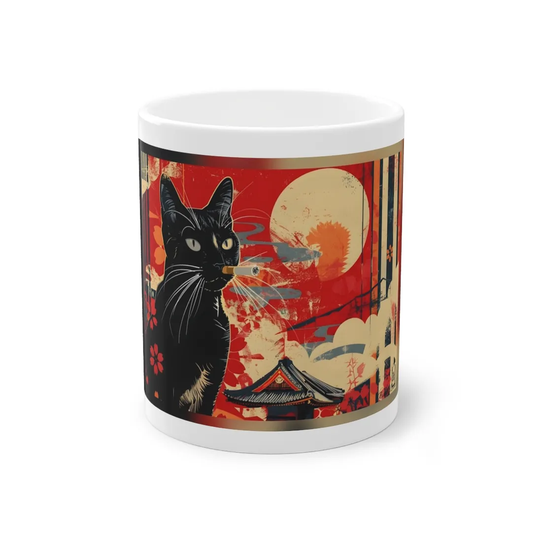 Whimsical Cat: Unconventional Smoking Scene - Mug