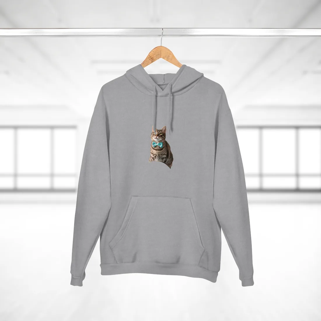 Whimsical Cat with Bow Tie: Mysterious Feline - Hoodie (Heather Grey)
