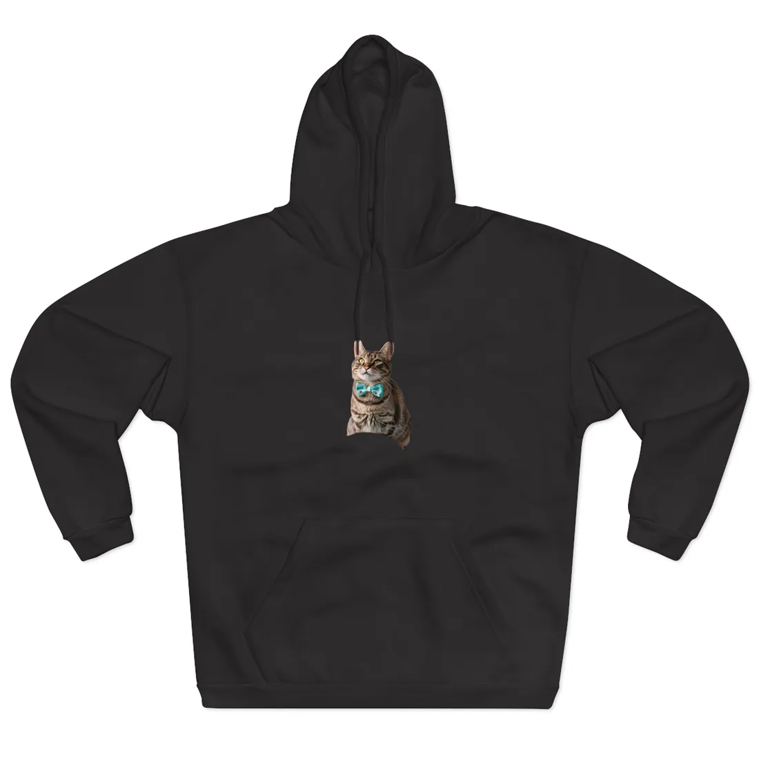 Whimsical Cat with Bow Tie: Mysterious Feline - Hoodie (Black)