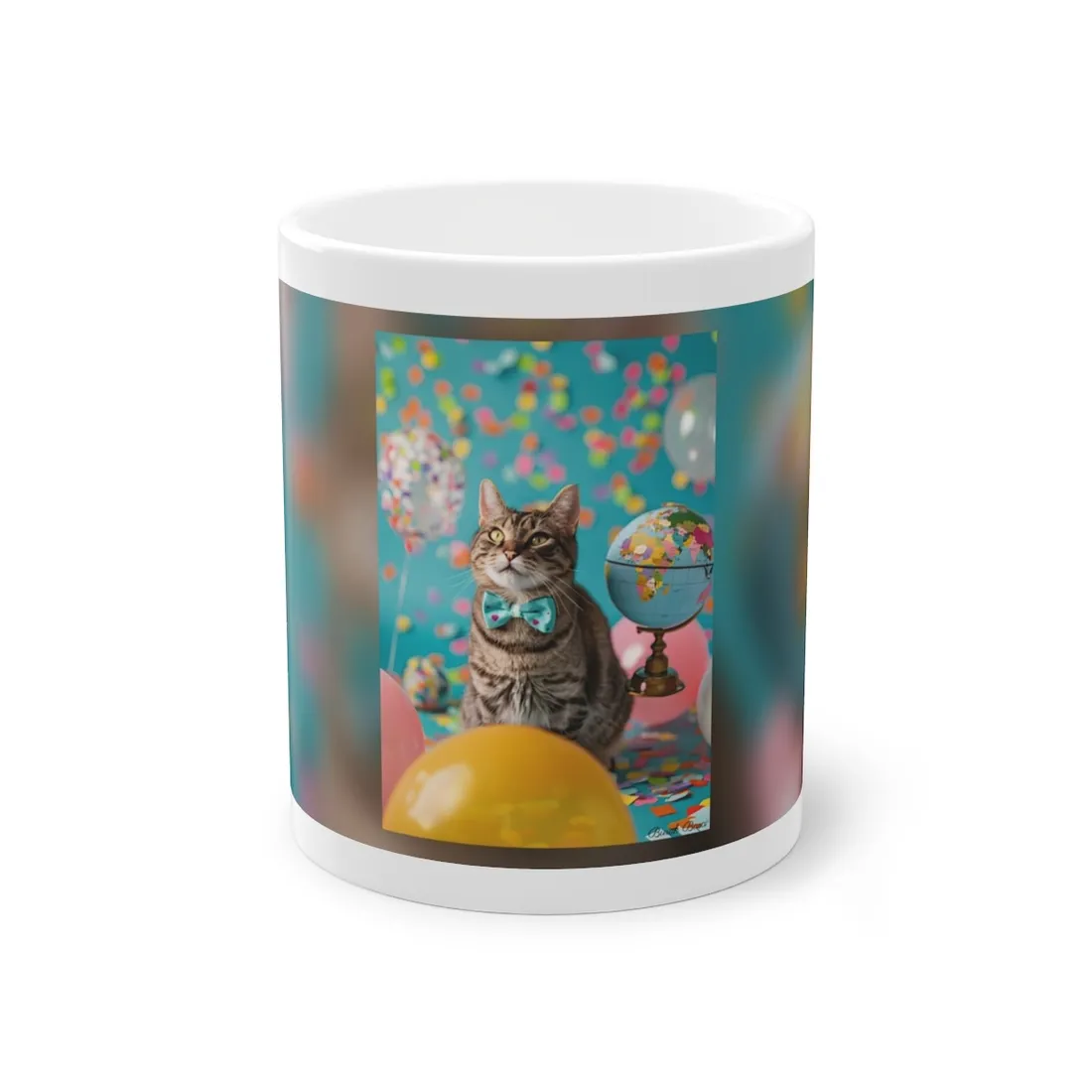 Whimsical Cat with Bow Tie: Mysterious Feline - Mug