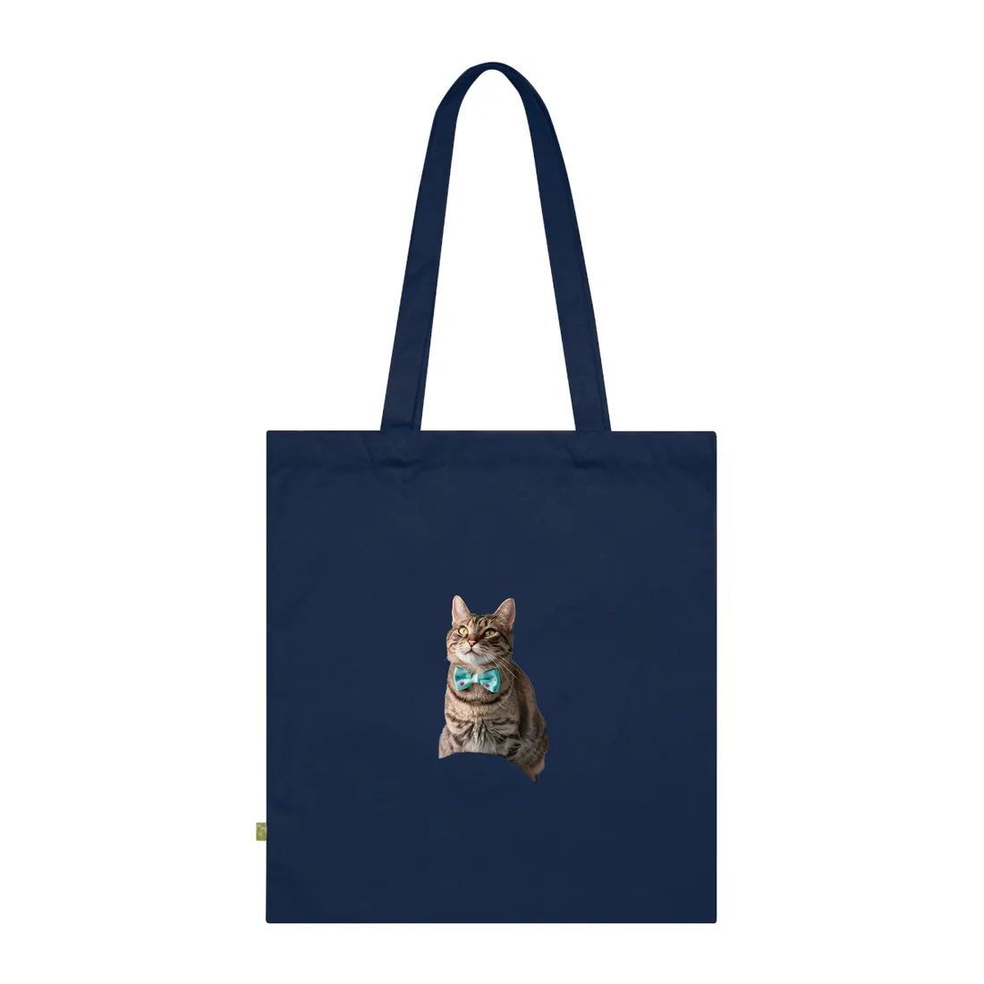 Whimsical Cat with Bow Tie: Mysterious Feline - Tote Bag (French Navy)