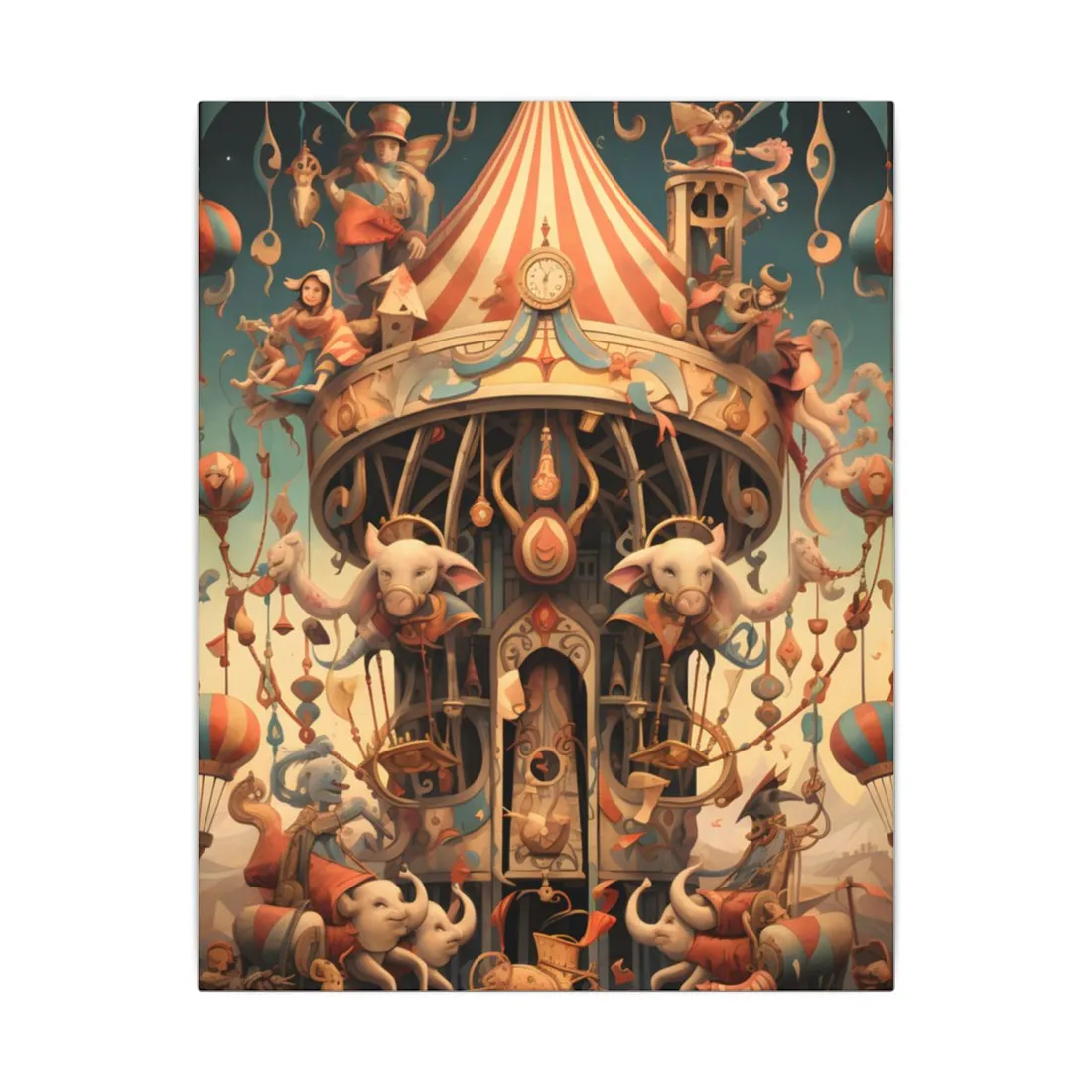 Whimsical Clockwork Circus: A 6 in Wonder - Canvas