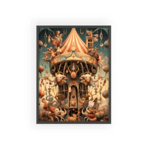 Circus Carousel Tower Framed Poster
