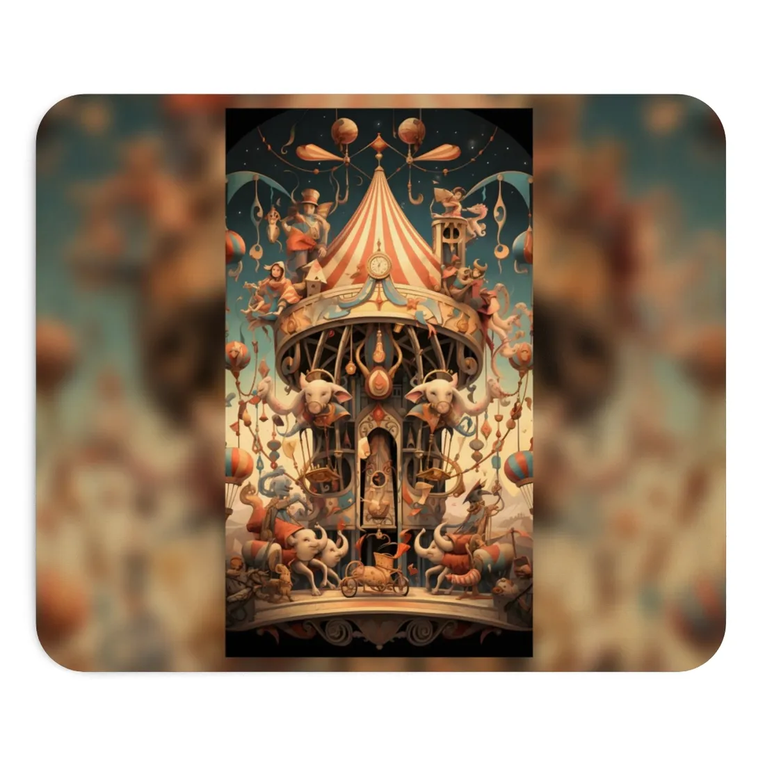 Whimsical Clockwork Circus: A 6 in Wonder - Mouse Pad