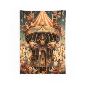 Circus Carousel Tower Wall Tapestry