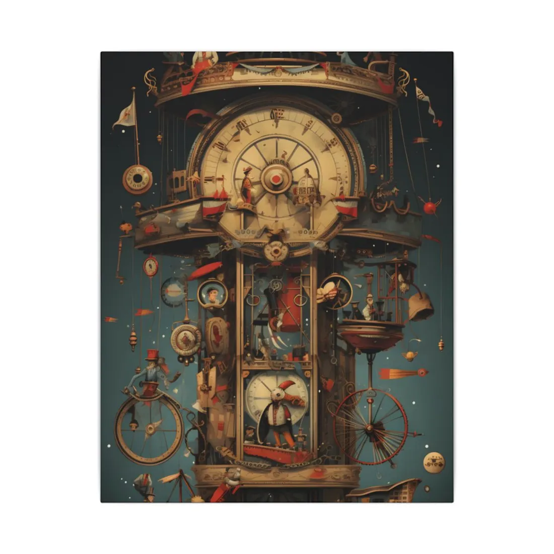 Whimsical Clockwork Circus: A Delightful Blend of Time and Movement - Canvas