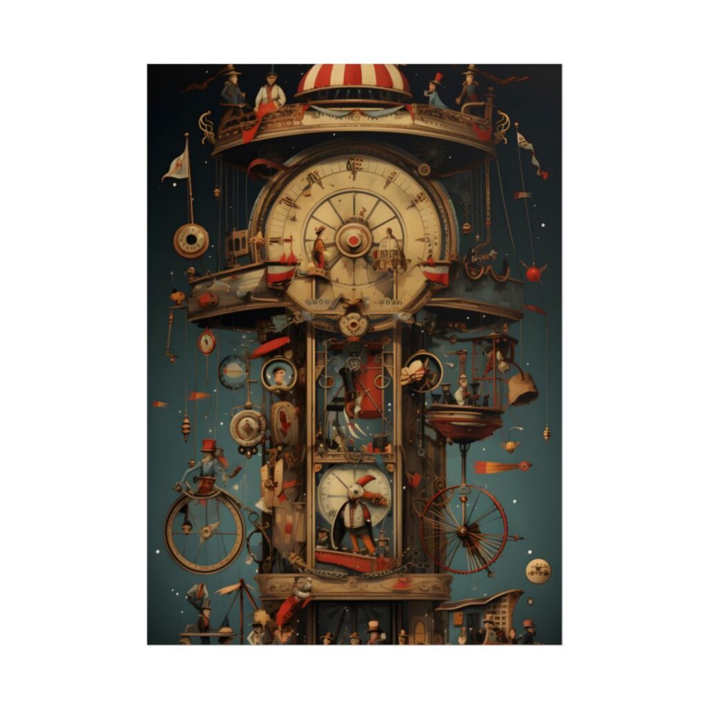 Whimsical Clockwork Circus: A Delightful Blend of Time and Movement - Poster