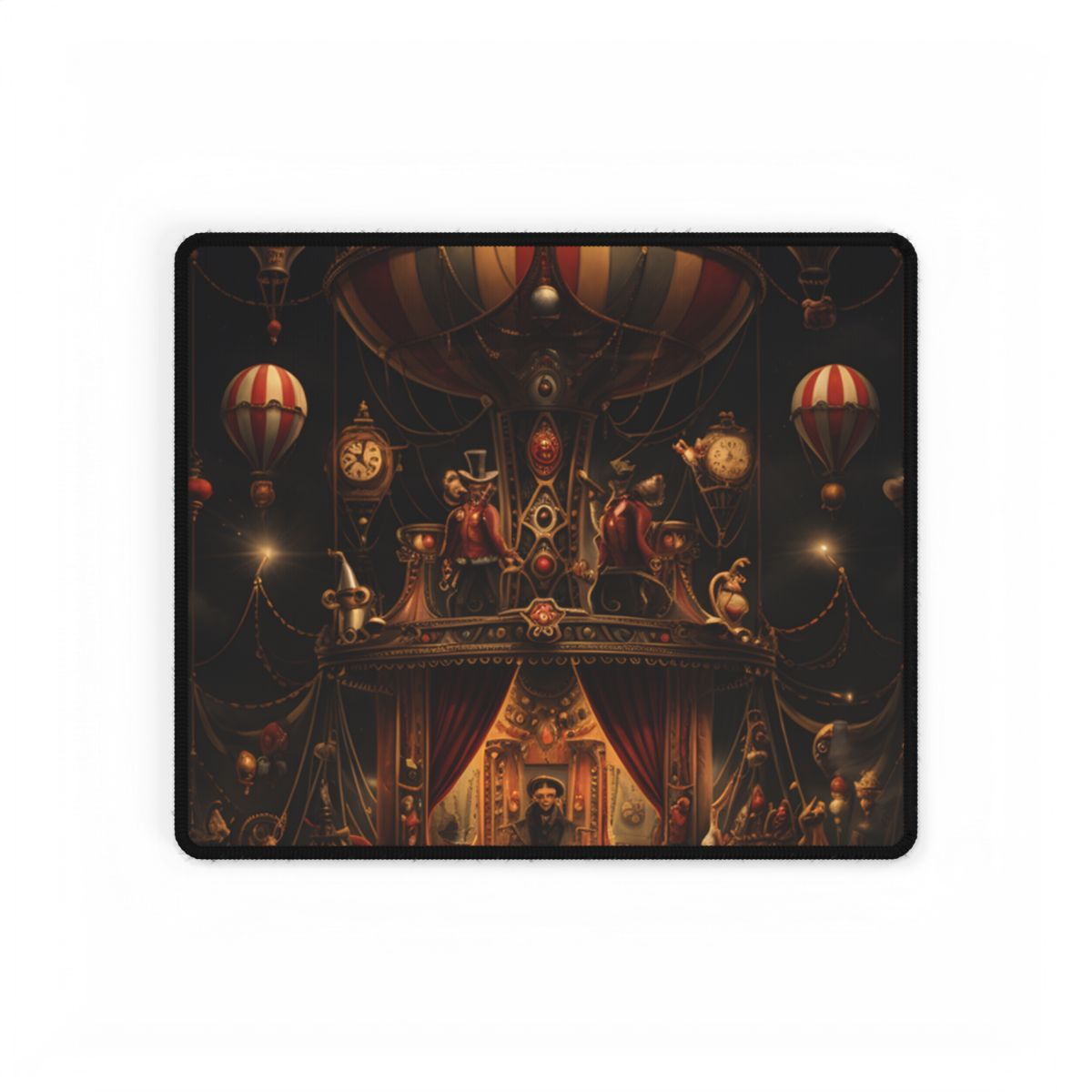 Whimsical Clockwork Circus: A Fantastical Artwork - Desk Mat