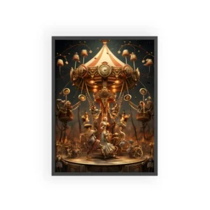 Vintage Carousel After Dark Framed Poster