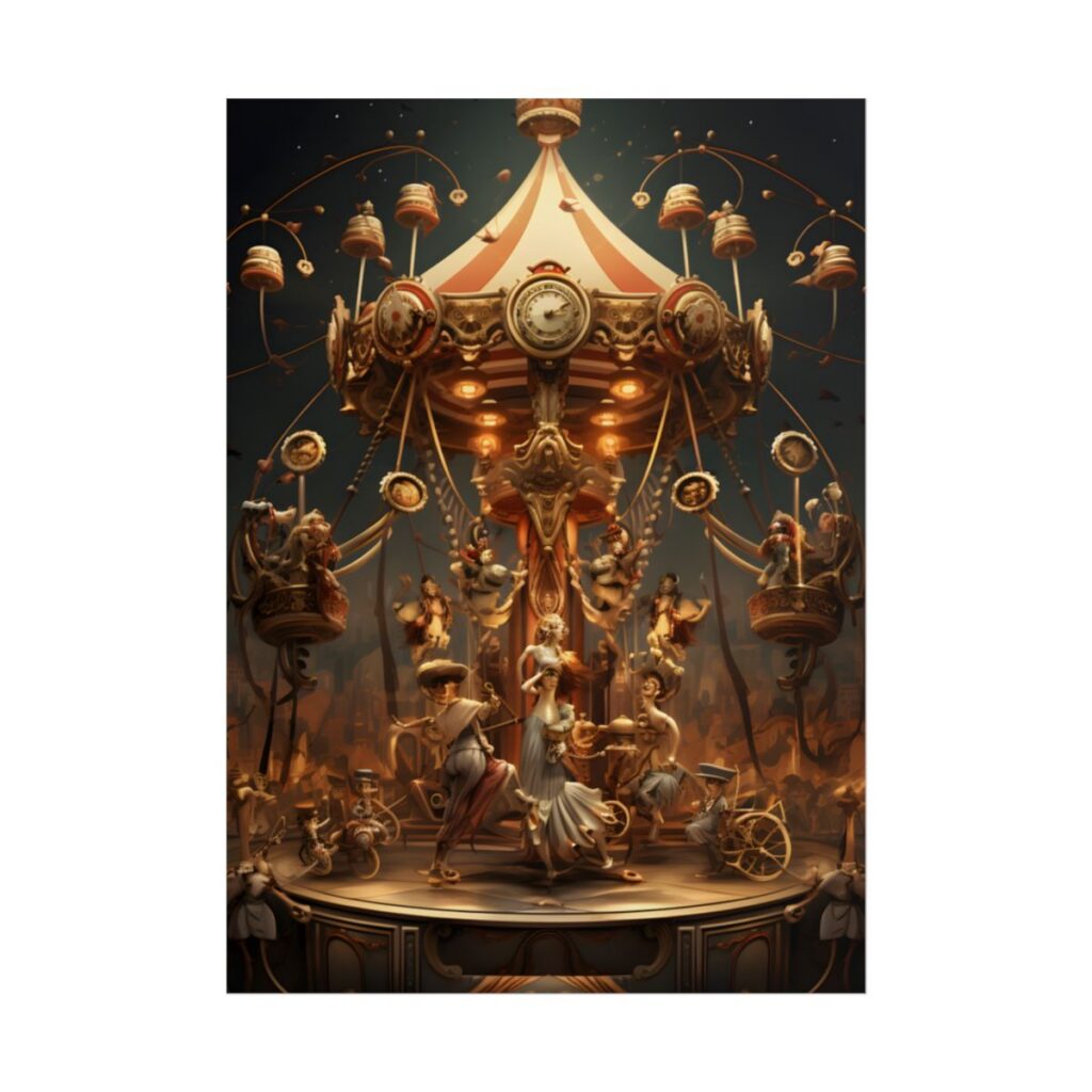 Whimsical Clockwork Circus: A Magical Timepiece Art - Poster