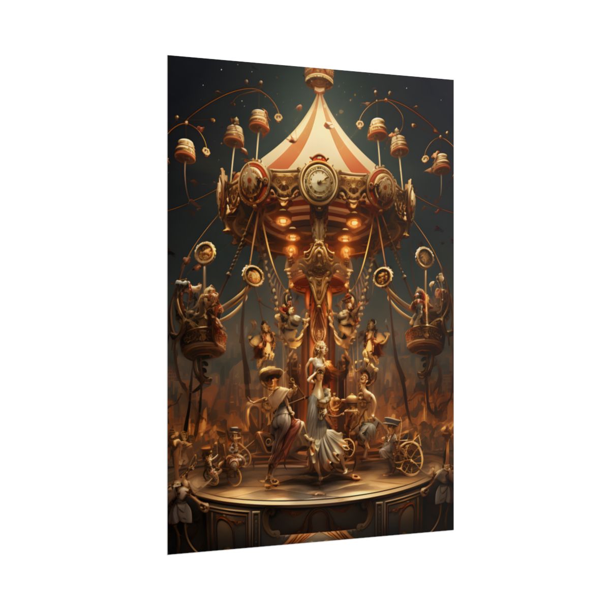 Whimsical Clockwork Circus: A Magical Timepiece Art - Poster
