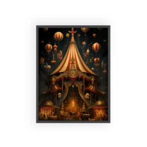 Vintage Circus Tent with Balloons Framed Poster