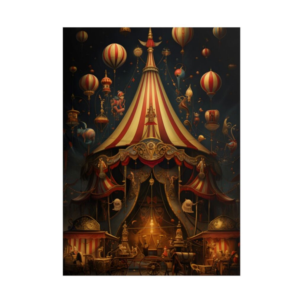 Whimsical Clockwork Circus: Fantastical Art with Vibrant Details - Poster