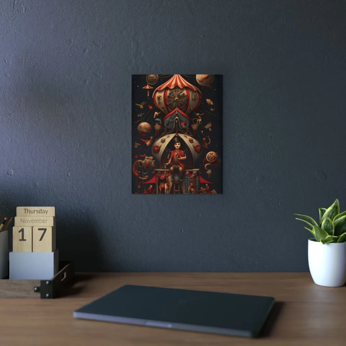 Whimsical Clockwork Circus: Fantastical Digital Art - Metal Poster