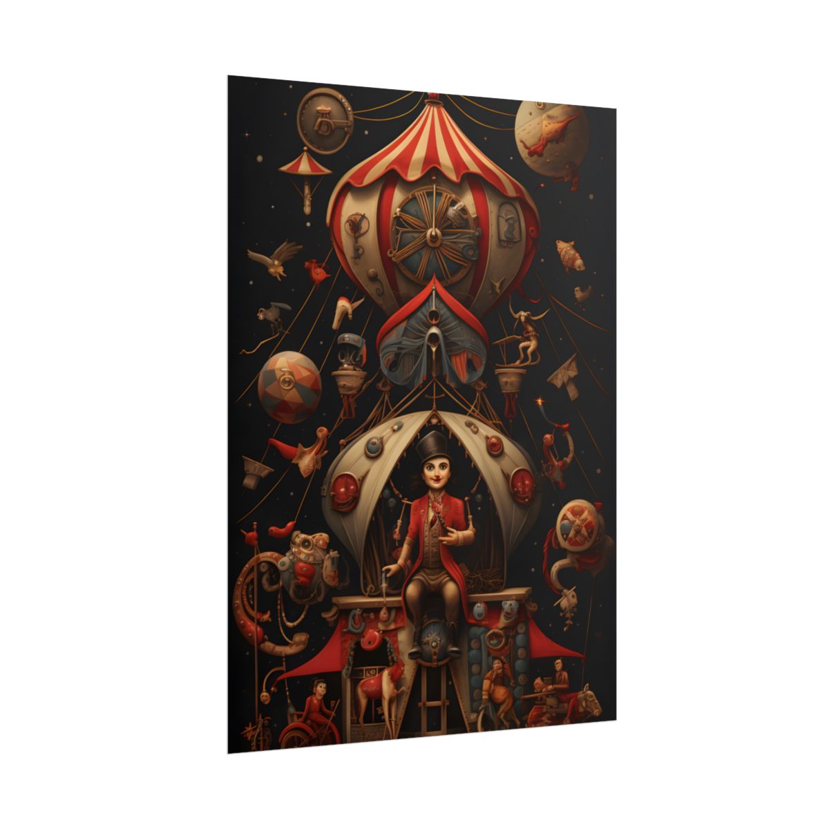 Whimsical Clockwork Circus: Fantastical Digital Art - Poster