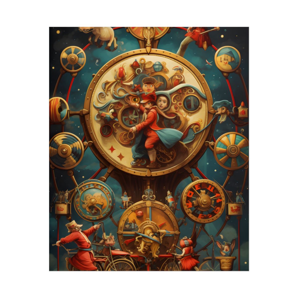 Whimsical Clockwork Circus: Fantastical Mechanical Art - Poster